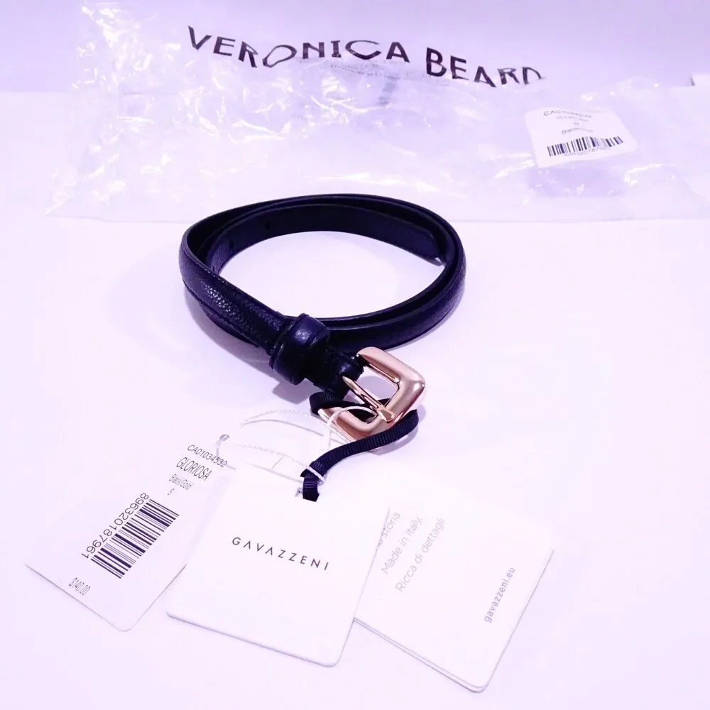 Veronica Beard Gavazzeni GLORIOSA Leather Gold Buckle Belt Sz S 85 NWT 140